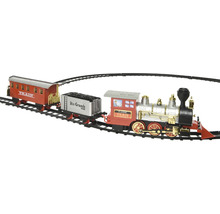 Hračka vláčik s lokomotívou, vagónmi a koľajami