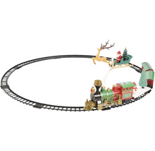 Dekoratívny vianočný vláčik s koľajami, vláčikom, Santa Clausom a sobom