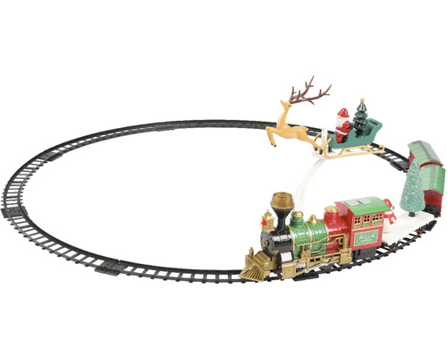 LED scenérie vianočný vlak 23 LED Dekoratívny vianočný vláčik s koľajami, vláčikom, Santa Clausom a sobom