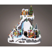 Vianočná miniatúrna dedina s pohyblivými prvkami, osvetlením a hudbou pre slávnostné dekorácie