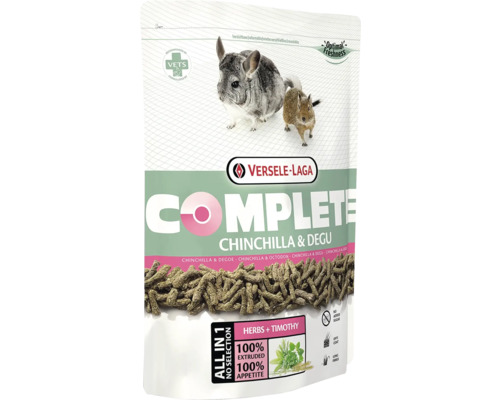 Krmivo pre činčily a osmáky Versele-Laga Complete 500 g Balenie krmiva Versele-Laga Complete pre činčily a degu