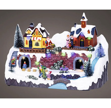 Vianočná dedina s domami, figúrkami a osvetlením