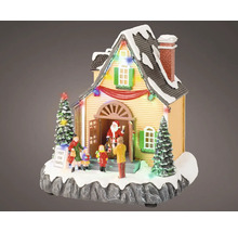 Vianočná dekorácia osvetlený dom so Santa Clausom a deťmi