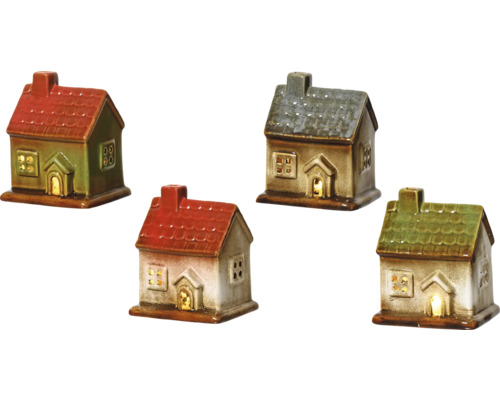 Svietiaci LED domček keramický 11 cm, rôzne druhy Rôzne keramické domy ako dekorácia