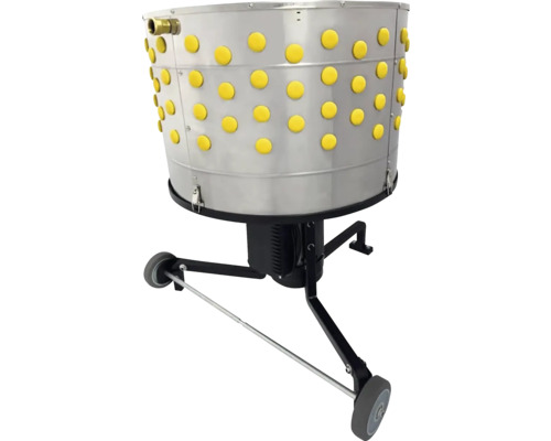 Nerezový ošklbávač hydiny so žltými nopkami a podvozkom