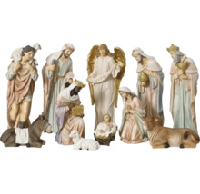 Súprava figúrok betlehemu s Ježiškom, Máriou, Jozefom, Tromi kráľmi, anjelom, pastierom a zvieratami