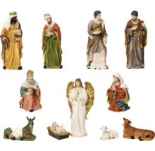 Sada figúrok betlehemu s tromi kráľmi, Máriou, Jozefom, Ježiškom, anjelom a zvieratami