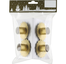 Štyri zlaté nábytkové gombíky v priehľadnom obale