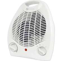 Biely ventilátorový ohrievač s otočnými ovládačmi na reguláciu teploty