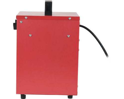 Zváračka červenej farby s čiernym káblom a držadlom