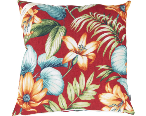 Štvorcový dekoratívny vankúš s kvetinovým a listovým vzorom