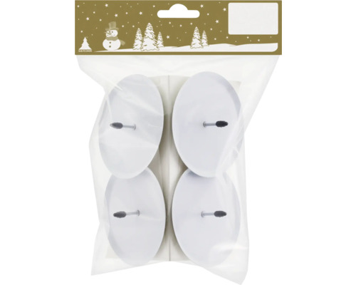 Bodce na sviečky Ø 7,5 cm biele 4 ks Balenie štyroch kovových hrotov na sviečky