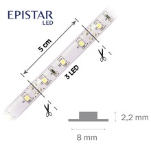 LED pásik Epistar s rezacími značkami a rozmermi