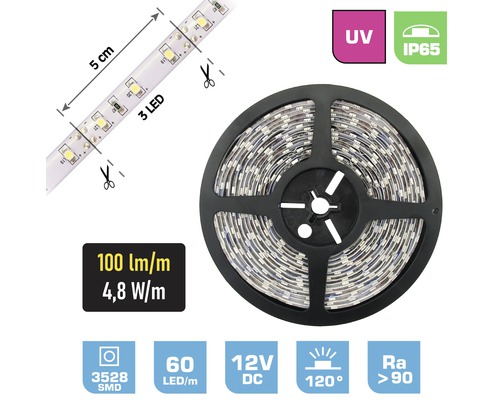 LED pásik FK technics IP20 4,8W 0,5m UV svetlo, metrážový sortiment