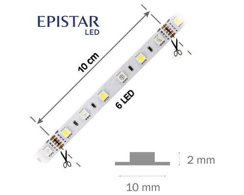 LED pásik Epistar, 10 cm dlhý so 6 LED