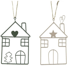 Dva ozdobné kovové prívesky na dom s povrázkom na zavesenie