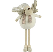 Dekoratívny los s čiapkou a šálom ako vianočná dekorácia