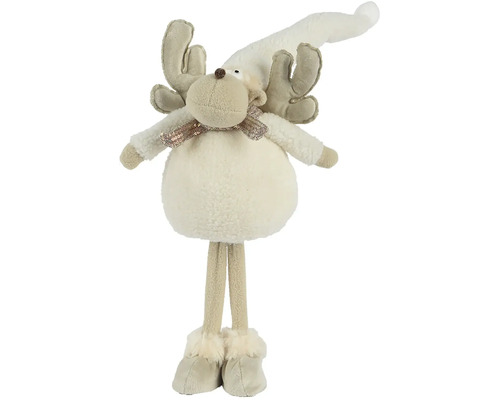 Dekoratívny los s čiapkou, parožím a šálom ako vianočná dekorácia