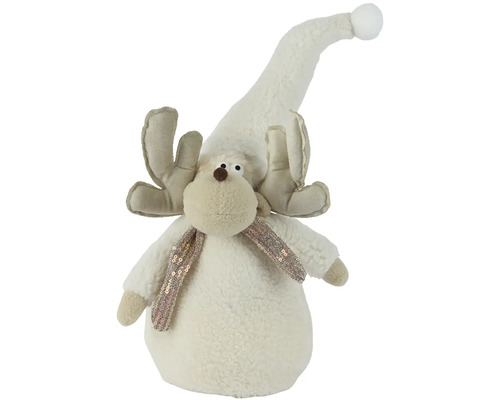 Los plyšová hračka s čiapkou a šálom ako vianočná dekorácia