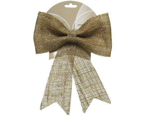 Mašľa dekoratívna z jutovej tkaniny 24 cm hnedá Dekoratívna mašľa z hrubej tkaniny