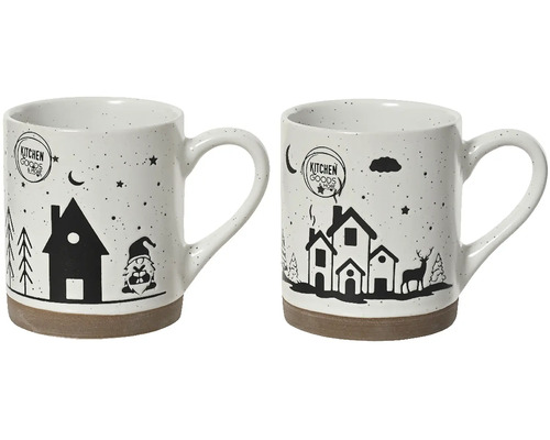 Hrnček porcelánový zimný motív 1 ks, rôzne druhy Dva keramické hrnčeky s vianočnými motívmi.