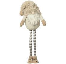 Dekoratívny látkový škriatok s pruhovanými nohami a chlpatým klobúkom