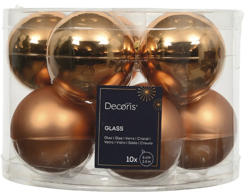 Vianočné ozdoby sklenené gule Ø 8 cm hnedo-béžovej 16 ks Balenie desiatich sklenených vianočných gúľ s priemerom šesť centimetrov