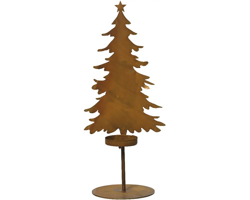 Dekoratívne svietnik vianočný stromček, medená farba Dekoratívna kovová jedľa so svietnikom na čajové sviečky