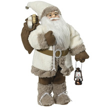 Dekoratívny Santa Claus s lampášom a vrecom darčekov ako vianočná dekorácia