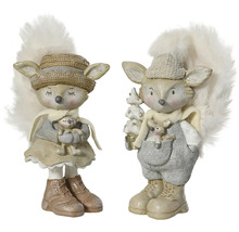 Dve dekoratívne figúrky veveričiek s doplnkami