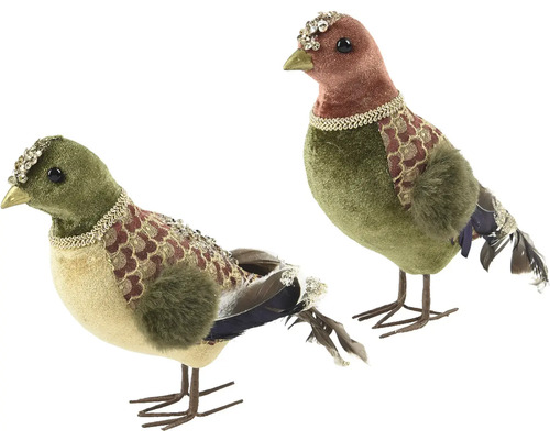 Dekoratívna figúrka hrdlička stojaca 17 cm, rôzne druhy Dva dekoratívne vtáky s perím a ozdobnými kameňmi