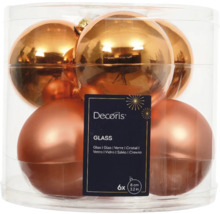 Vianočné gule zo skla, 6 kusov, priemer 8 cm