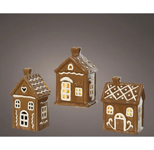 Tri dekoratívne perníkové chalúpky z keramiky s osvetlením