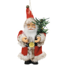 Figúrka Santa Clausa so stromom a zvončekom ako ozdoba vianočného stromčeka