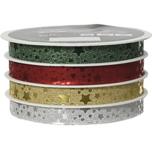 Sada ozdobných stúh s motívmi hviezd, štyri rolky