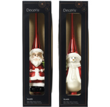 Sklenené ozdoby na vianočný stromček, Santa Claus a snehuliak v balení