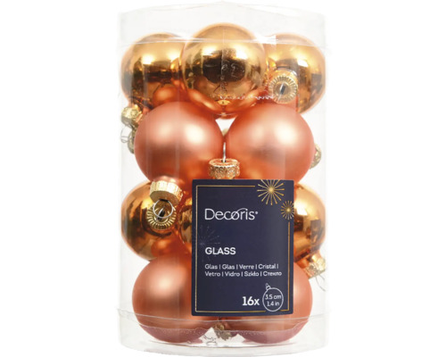 Balenie 16 sklenených vianočných gúľ, priemer 3,5 cm