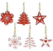 Sada vianočných ozdôb na stromček s motívmi hviezdy, stromu a snehovej vločky