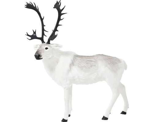 Dekoratívny, stojaci, biely sob s parožím na vianočné obdobie