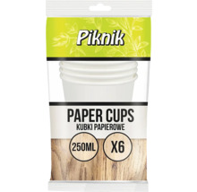 Papierové poháre Piknik, 250 mililitrov, 6 kusov