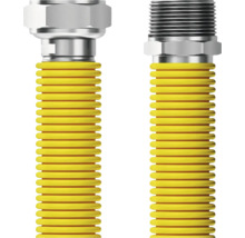 Dve plynové hadice s pružnou vonkajšou stenou s rebrami a rôznymi koncovkami