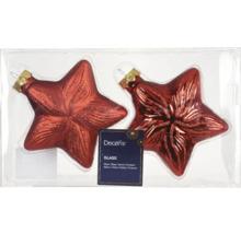 Dve červené sklenené hviezdy na dekoráciu v balení
