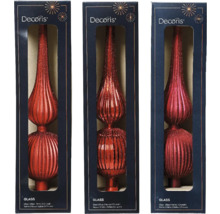 Tri sklenené dekoračné špičky v obale produktu