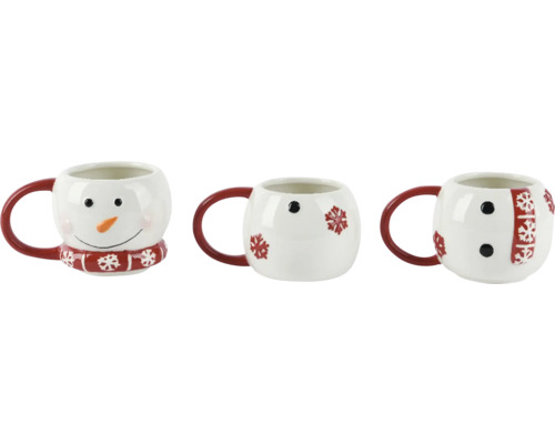 Keramické hrnčeky s dizajnom snehuliaka a motívom snehových vločiek
