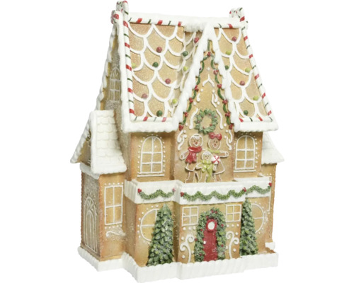 Vianočné dekorácie perníkový dom polyresin 34 x 53 x 67 cm Dekoratívny perníkový domček na vianočné obdobie