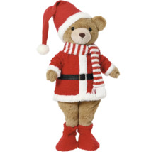 Macko s kostýmom a čiapkou Santa Clausa