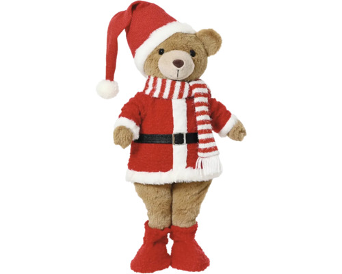 Macko s kostýmom a čiapkou Santa Clausa