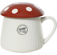 Keramický hrnček s hubovým viečkom a logom Kitchen Goods & More