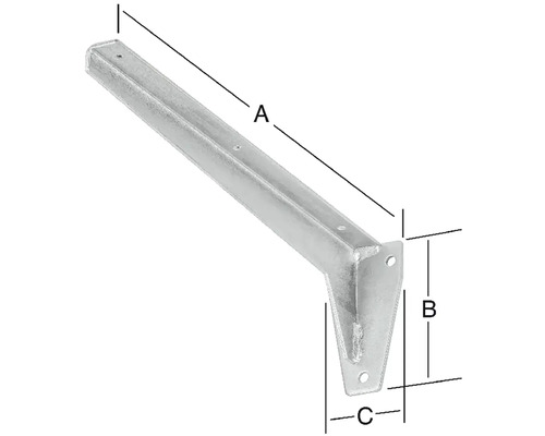 Konzola police z kovu s rozmermi