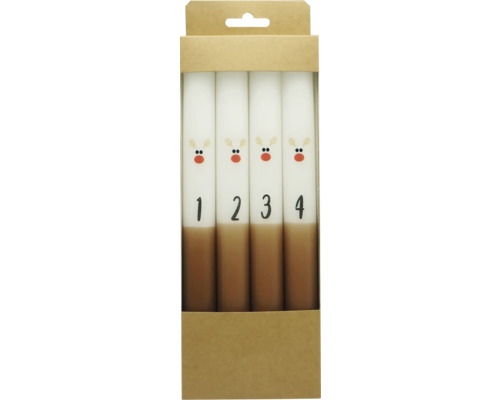 Adventné sviečky Ø2,2X24CM kónické Štyri adventné sviečky s číslami v balení